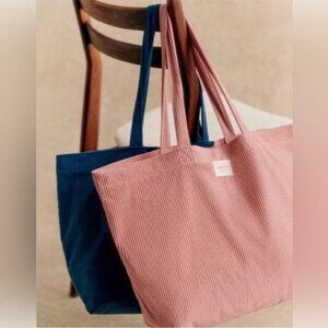 Sezane 'Velvet' Corduroy Blue tote New
